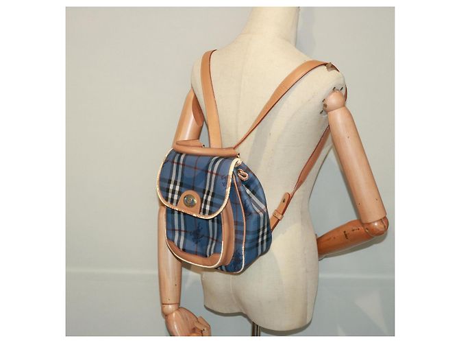 Autre Marque Borsa a spalla Burberrys Nova Check in pelle PVC blu Auth 78851 Beige - vista 25