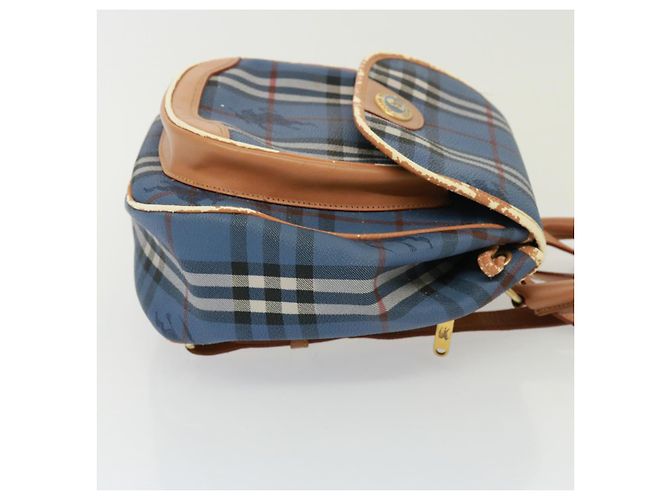Autre Marque Borsa a spalla Burberrys Nova Check in pelle PVC blu Auth 78851 Beige - vista 3
