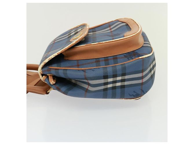 Autre Marque Borsa a spalla Burberrys Nova Check in pelle PVC blu Auth 78851 Beige - vista 4