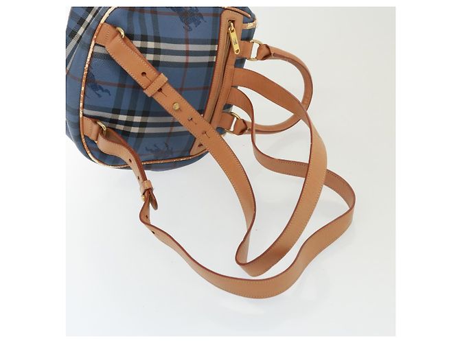 Autre Marque Borsa a spalla Burberrys Nova Check in pelle PVC blu Auth 78851 Beige - vista 8