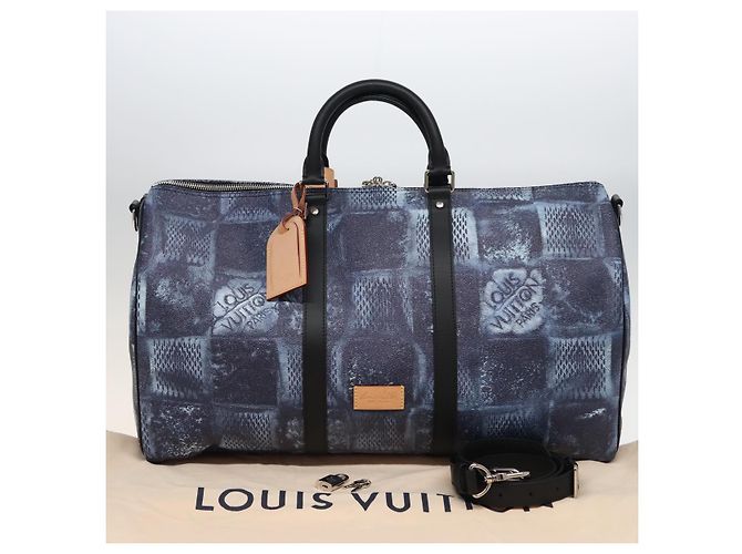 LOUIS VUITTON Borsa Keepall Bandoulière 50 Damier Salt Blu N50059 LV Auth 78375S - vista 12