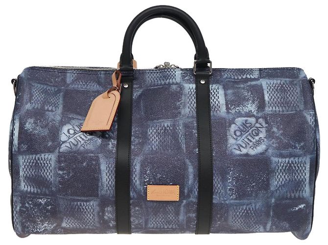 LOUIS VUITTON Borsa Keepall Bandoulière 50 Damier Salt Blu N50059 LV Auth 78375S - vista 13