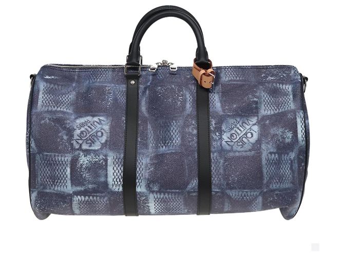 LOUIS VUITTON Borsa Keepall Bandoulière 50 Damier Salt Blu N50059 LV Auth 78375S - vista 2