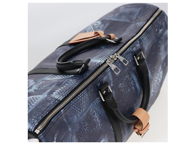 LOUIS VUITTON Borsa Keepall Bandoulière 50 Damier Salt Blu N50059 LV Auth 78375S - vista 6