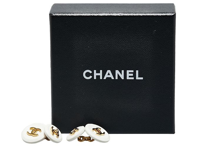 Timeless Gemelli vintage Chanel Coco Mark in oro bianco placcato D'oro - vista 5