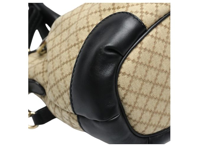 Borsa a Spalla Gucci Diamante in Tela Nera e Beige Nero - vista 6