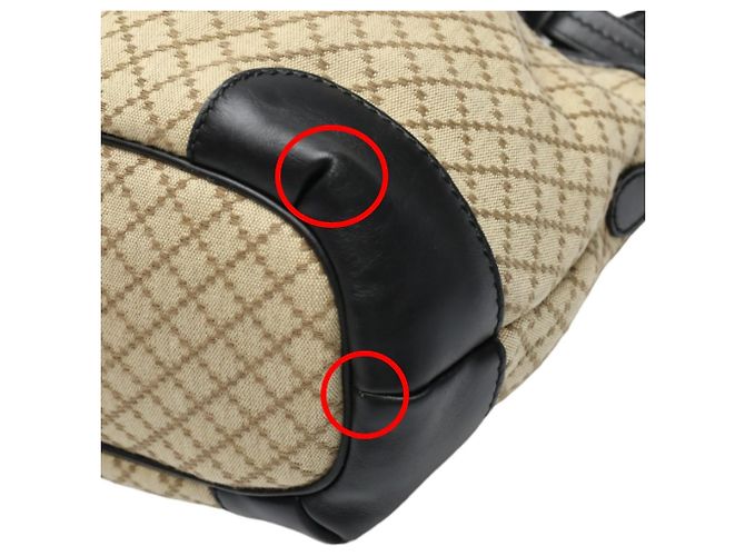 Borsa a Spalla Gucci Diamante in Tela Nera e Beige Nero - vista 9