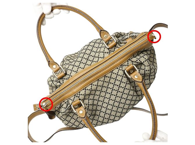 Bolsa tote em canvas Diamante bege e marrom Gucci - vista 11