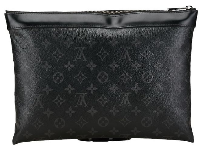 Borsa Clutch Louis Vuitton Monogram Eclipse Nero - vista 3