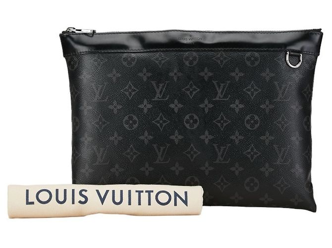 Borsa Clutch Louis Vuitton Monogram Eclipse Nero - vista 9