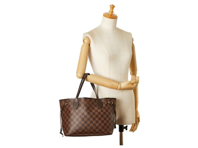 Borsa Louis Vuitton Damier Neverfull PM Marrone - vista 10