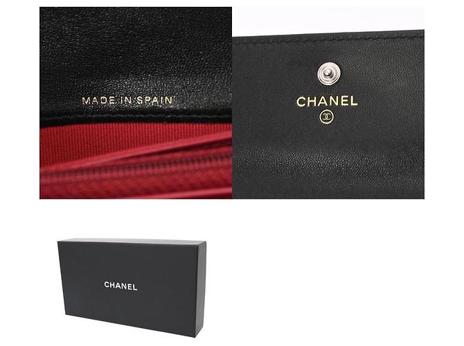Chanel 19 Klappgeldbörse aus schwarzem Lammleder - Ansicht 12
