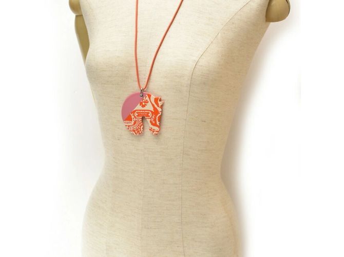 Hermès Collana Choker Hermes con pendente Rosa Multicolore Arancione - vista 2