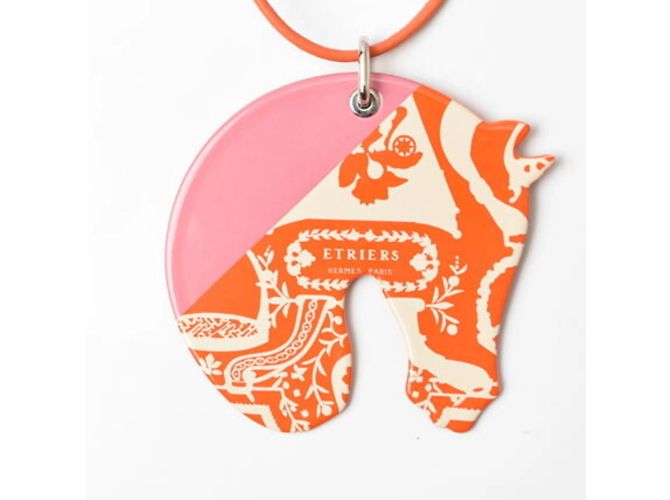 Hermès Collana Choker Hermes con pendente Rosa Multicolore Arancione - vista 3