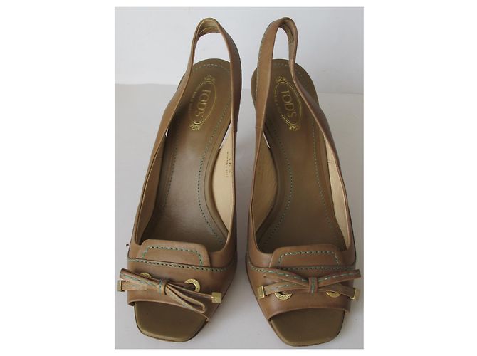 Sandali open toe Tod's in pelle marrone chiaro - vista 16