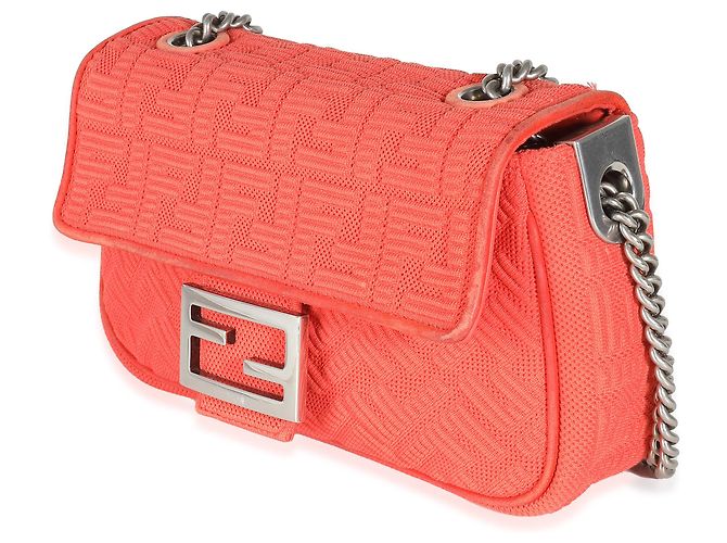Baguette Fendi Tulipano Technisches Gewebe FF Midi Kettenhandtasche Orange - Ansicht 3