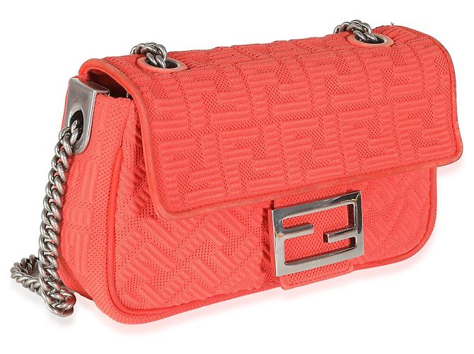 Baguette Fendi Tulipano Technisches Gewebe FF Midi Kettenhandtasche Orange - Ansicht 4