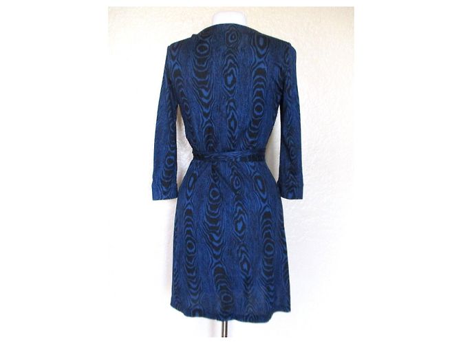 Diane Von Furstenberg Vestido envolvente mini de jersey de seda DVF New Julian Two Negro Azul - vista 2