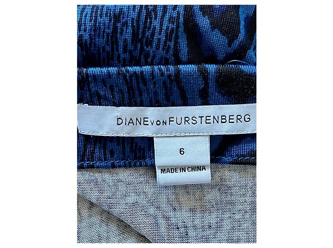 Diane Von Furstenberg Vestido envolvente mini de jersey de seda DVF New Julian Two Negro Azul - vista 3