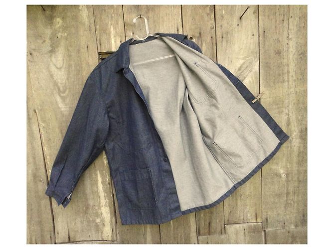 Autre Marque Blue Cotton Work Jacket Size S - view 4