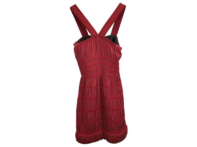 Vestido de punto chenille Alaïa Azzedine en seda burdeos Roja - vista 2