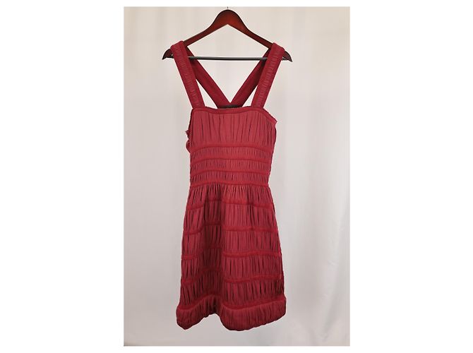 Vestido de punto chenille Alaïa Azzedine en seda burdeos Roja - vista 4