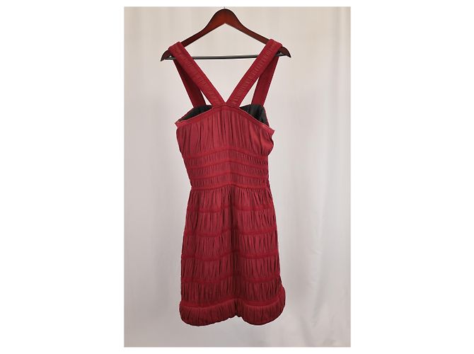 Vestido de punto chenille Alaïa Azzedine en seda burdeos Roja - vista 5