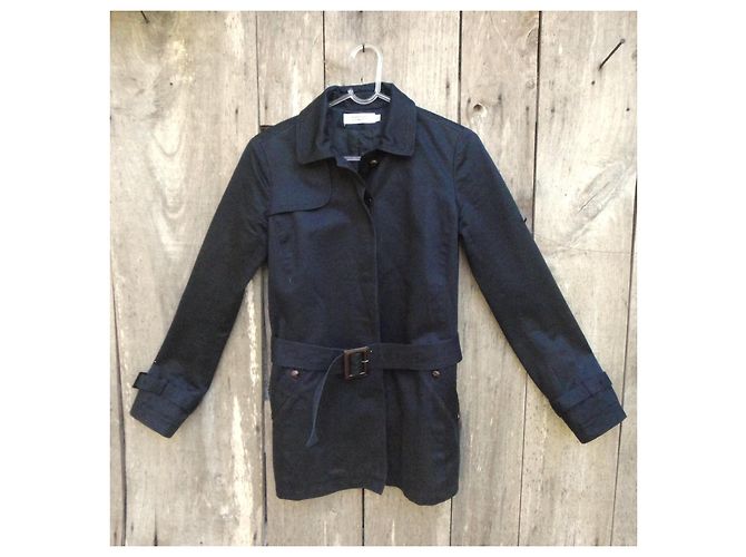 Comptoir Des Cotonniers Black Cotton Trench Coat - view 2