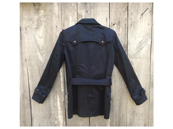 Comptoir Des Cotonniers Black Cotton Trench Coat - view 3