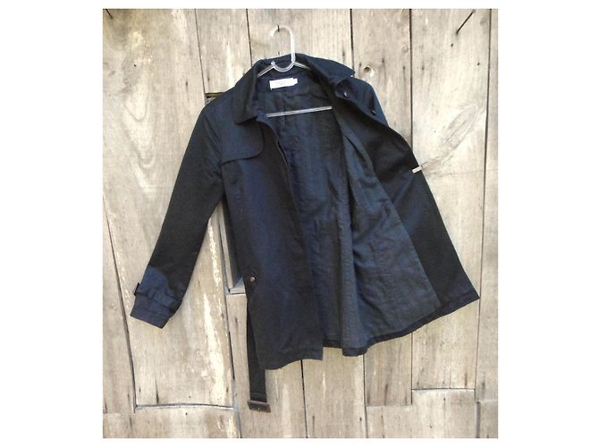 Comptoir Des Cotonniers Black Cotton Trench Coat - view 5