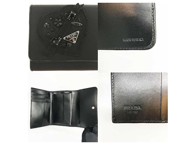 Billetera Compacta de Nylon Tessuto de Prada Negro - vista 4