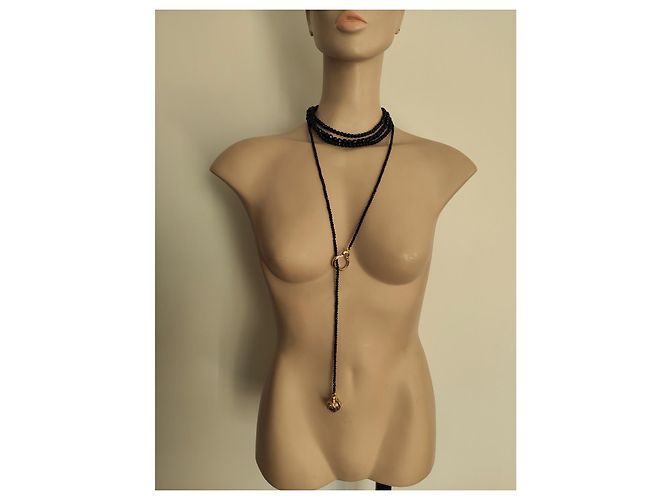 Christian Dior Collana Sautoir Pure Poison in Cristallo Nero - vista 11