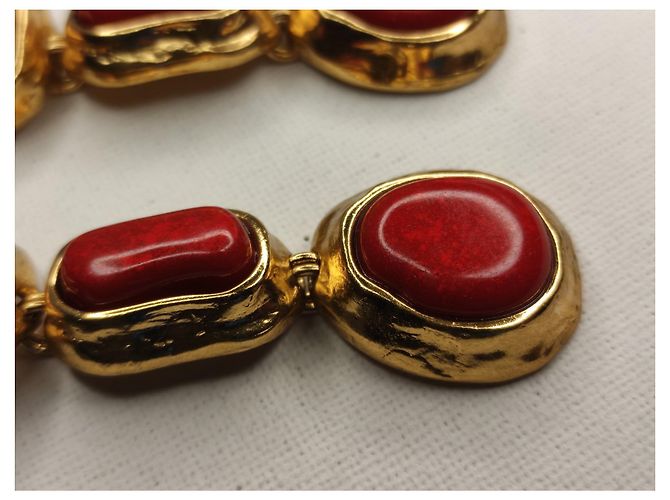 Orecchini Yves Saint Laurent in oro e resina rossa marmorizzata Rosso - vista 4