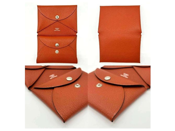 Billetera/estuche para monedas Calvi Duo de Hermès Castaño - vista 3
