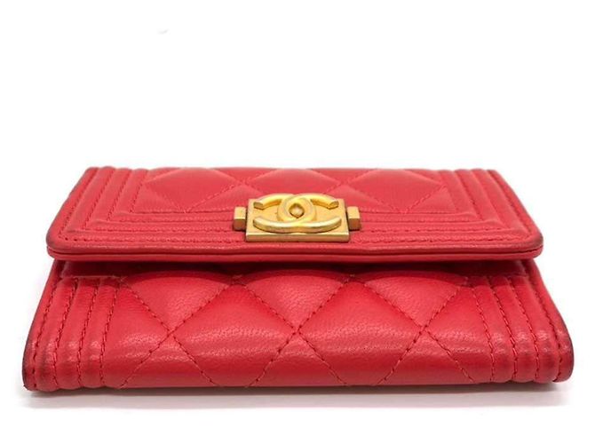 Tarjetero de piel de cordero rojo Chanel Roja - vista 3