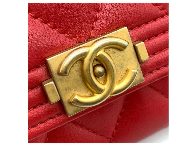 Tarjetero de piel de cordero rojo Chanel Roja - vista 4