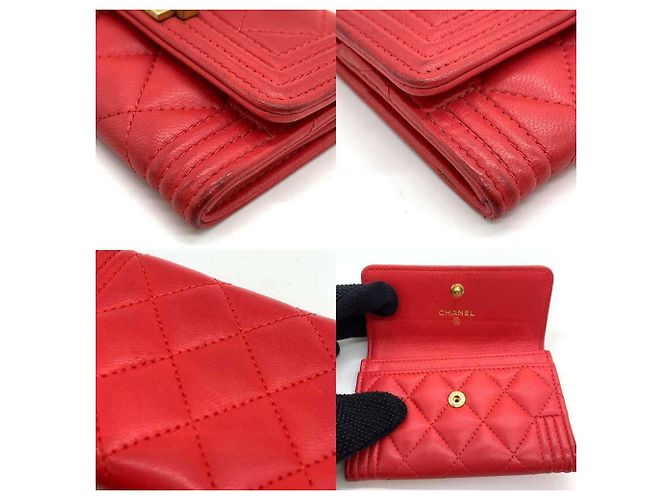 Tarjetero de piel de cordero rojo Chanel Roja - vista 5