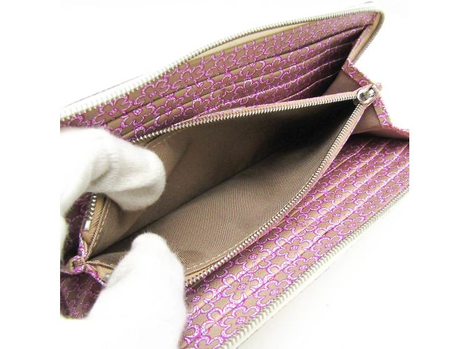 Cartera larga Lucky Daisy de seda Azap de Hermès Púrpura Blanco roto - vista 4