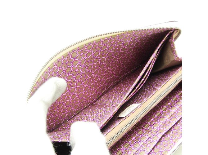 Cartera larga Lucky Daisy de seda Azap de Hermès Púrpura Blanco roto - vista 8