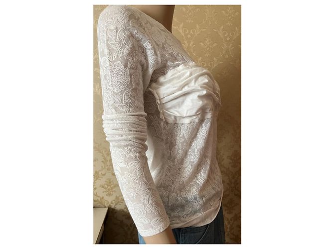 Top de encaje Louis Vuitton crema - vista 3
