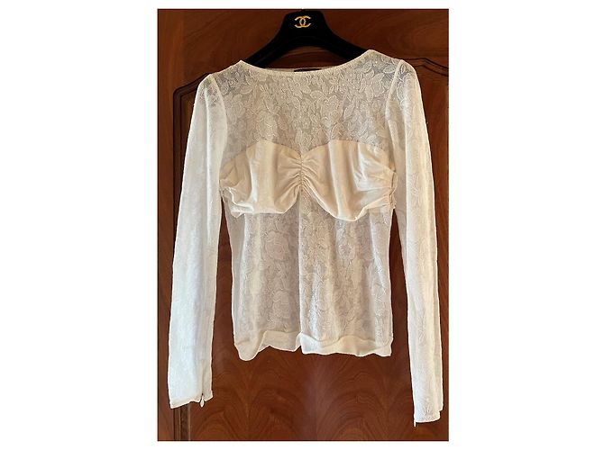 Top de encaje Louis Vuitton crema - vista 4