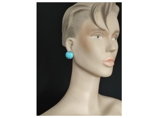 Orecchini Christian Dior in turchese argentati Blu - vista 10