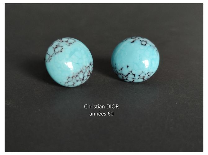 Orecchini Christian Dior in turchese argentati Blu - vista 2