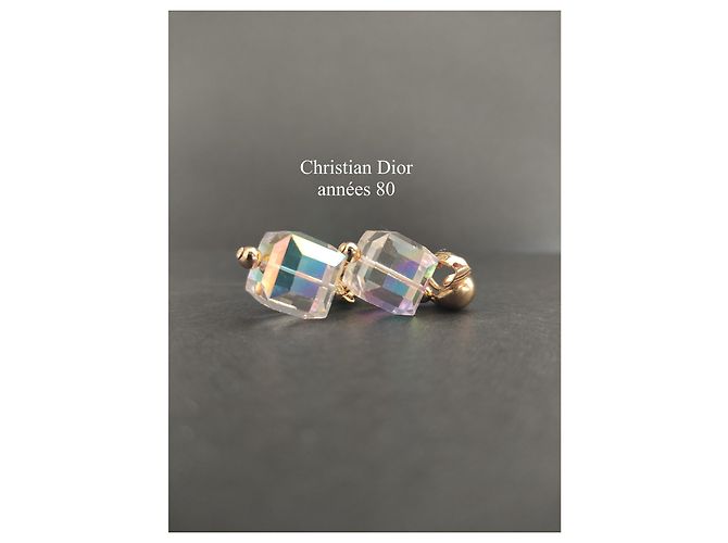 Christian Dior Ohrringe aus vergoldeten Perlen und irisierendem Kristall - Ansicht 2