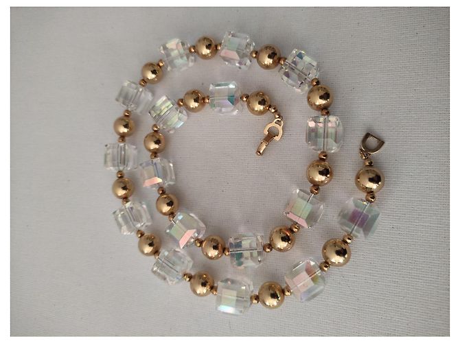 Collana Christian Dior in Cristallo Iridescente e Placcato Oro - vista 3