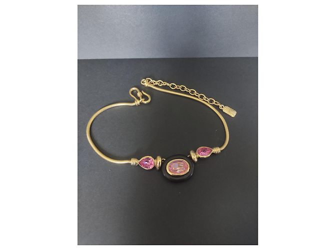 Collana Yves Saint Laurent a Serpente Rosa Legno e Cristalli - vista 2