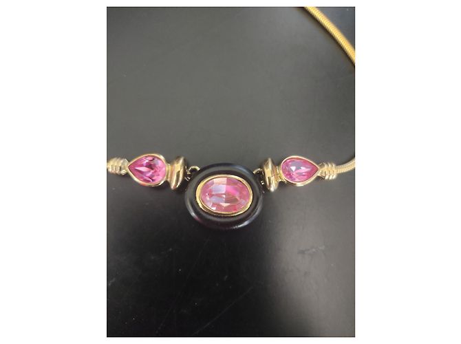 Collana Yves Saint Laurent a Serpente Rosa Legno e Cristalli - vista 3