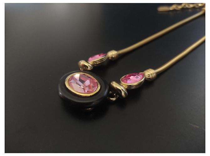 Collana Yves Saint Laurent a Serpente Rosa Legno e Cristalli - vista 4