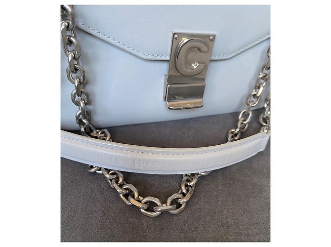 Céline Medium C Bag in pelle grigia Grigio - vista 4