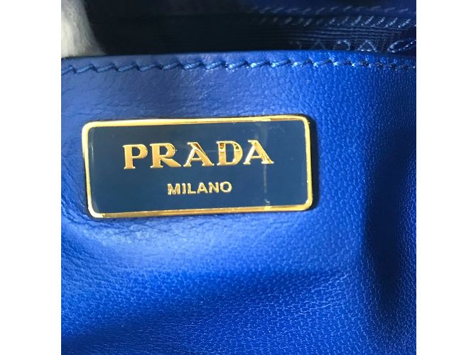 Tote Prada blaue Lederhandtasche - Ansicht 13